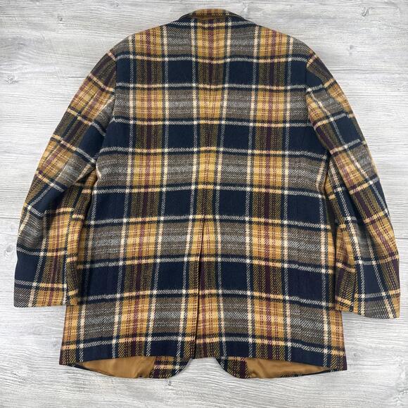 VTG 70's Palm Beach Sportscoat Mens 44L Navy Orange Yellow Check Plaid EUC - Picture 8 of 9
